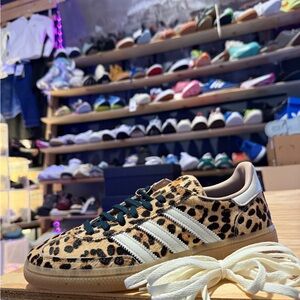 Leopard Print Sneakers with White Stripes